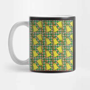 Green Dots Red Background Handbell Pattern Mug